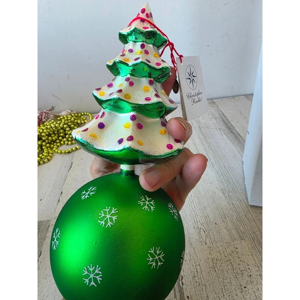 Vintage radko winter tree finial tree topper green and dent 2003 103720 rare
